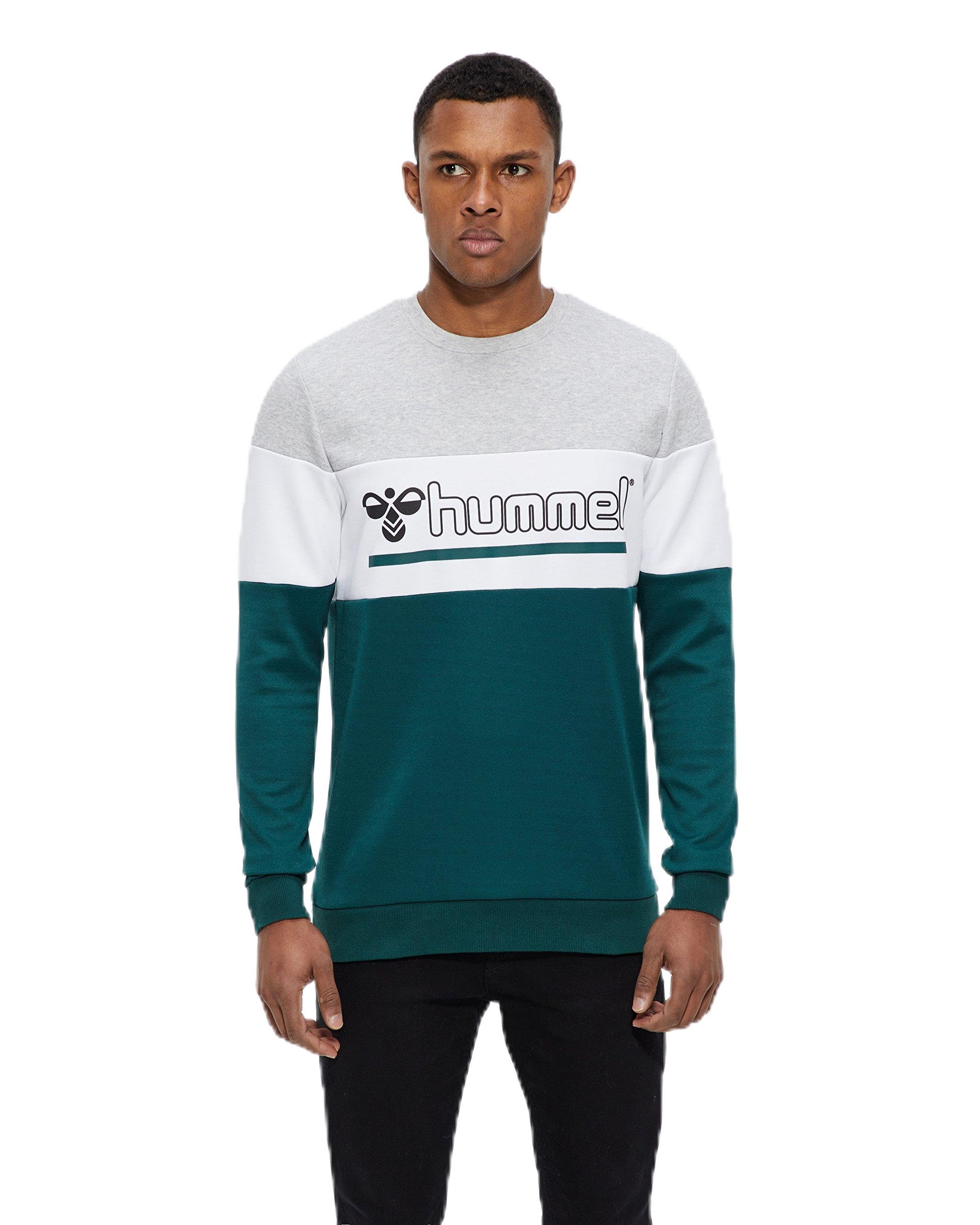 Hummel Fashion Matti Felpa, Uomo, Large, Grigio/Verde