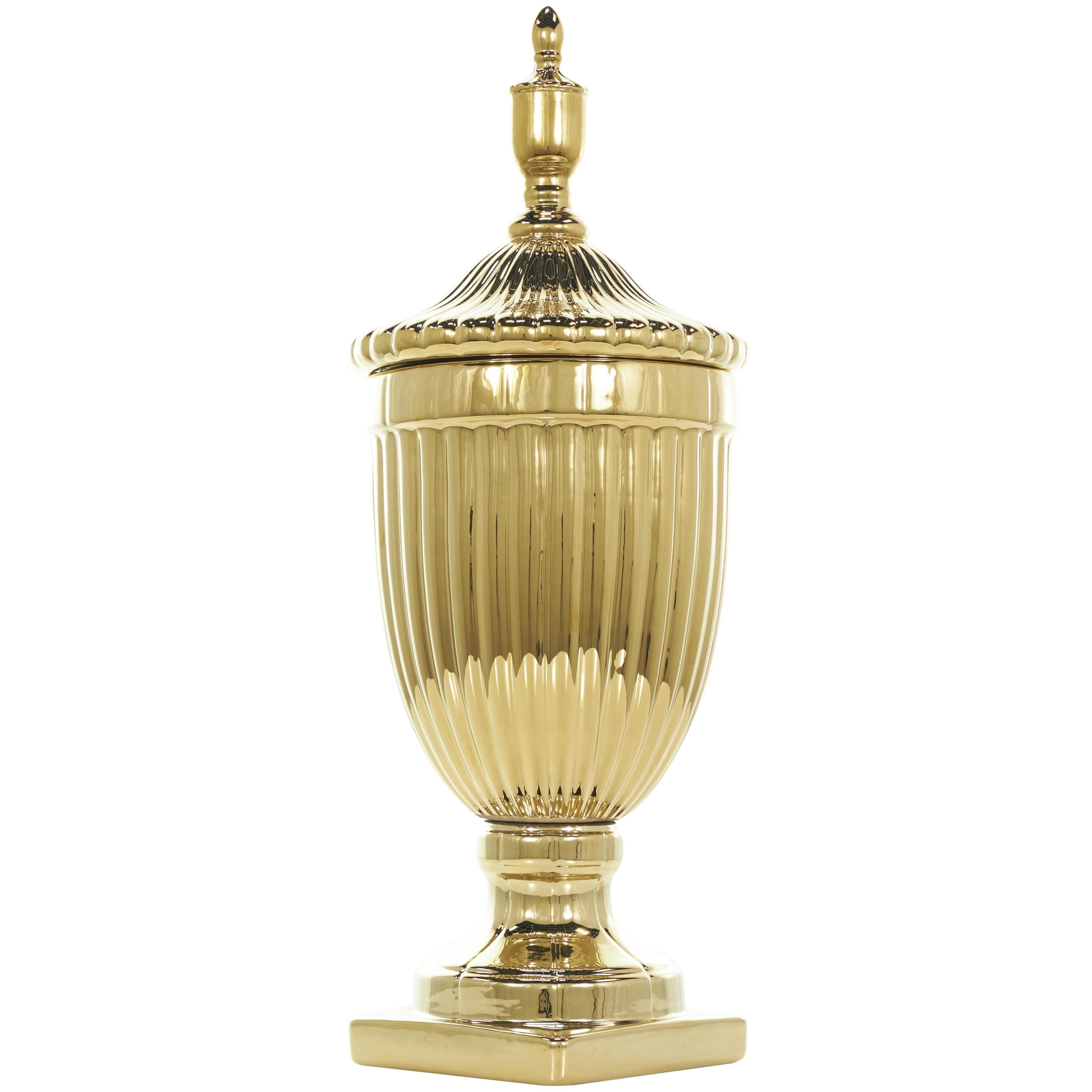 Deco 79 Ceramic Living Room Decorative Jars Tall Decorative Container with Grooves, Jar with Lid 10