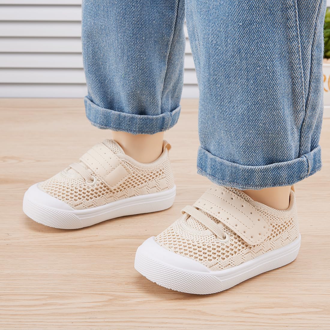 BMCiTYBM Baby Walking Shoes Boys Girls First Walker Shoes Breathable Mesh Sneakers Tennis 12-18 Months Toddler Camel Size 5 Toddler