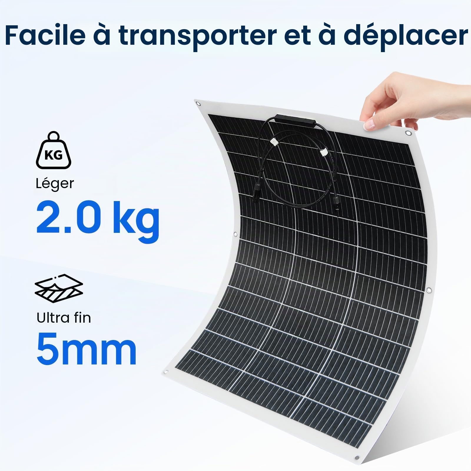 ECO-WORTHY Panneau solaire flexible 130 W type N 18BB 12 V pour camping-car