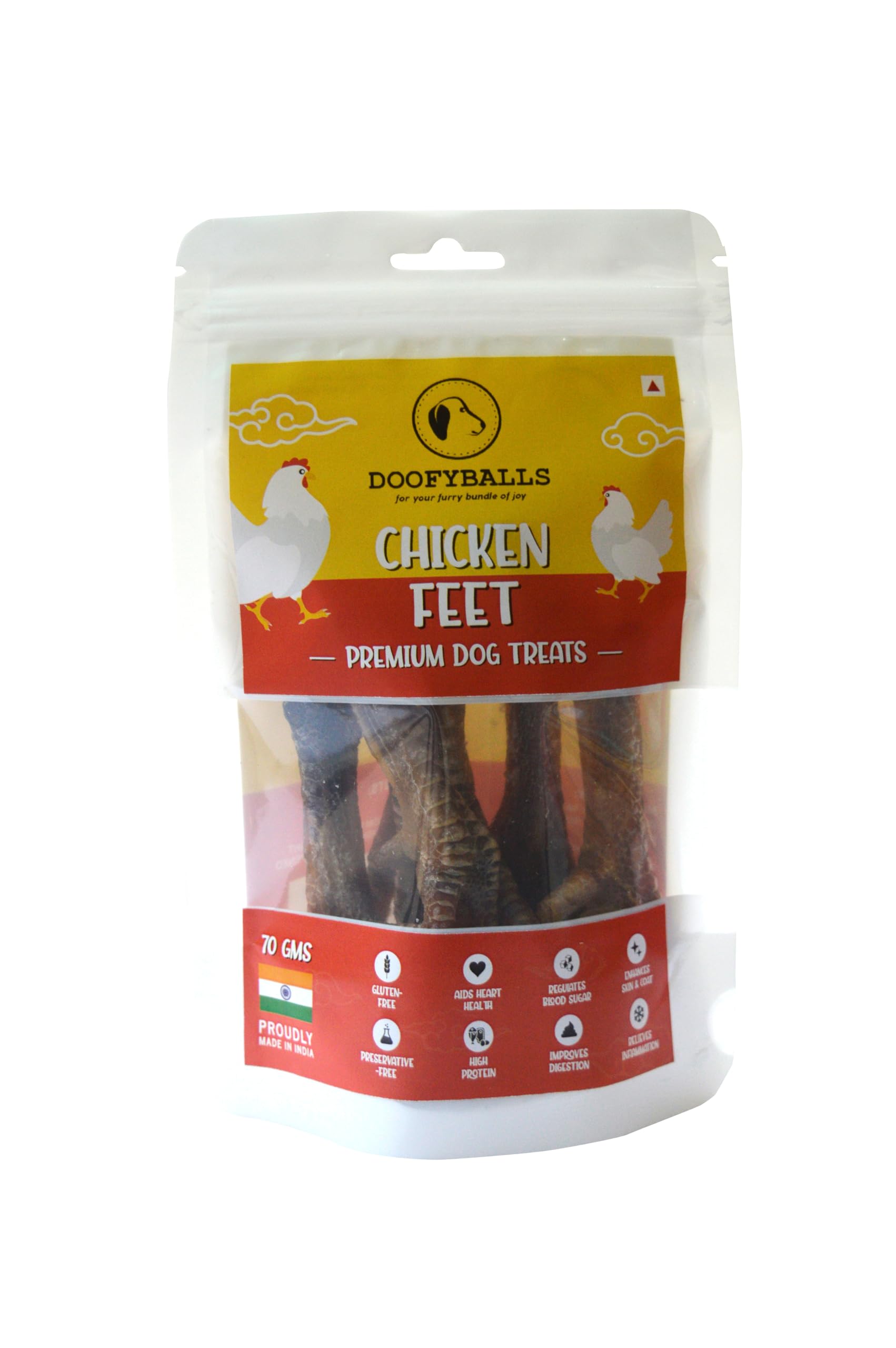 Doofyballs Natural Dehydrated Chicken Feet for Dogs | All Natural Treats with High Protein | Crunchy Treats for Adult Dogs - High Protein, Healthy Dog Chews for Puppies & Adult Dogs (70 Grams) (B0D5MGMY78) Amazon Price History, Amazon Price Tracker