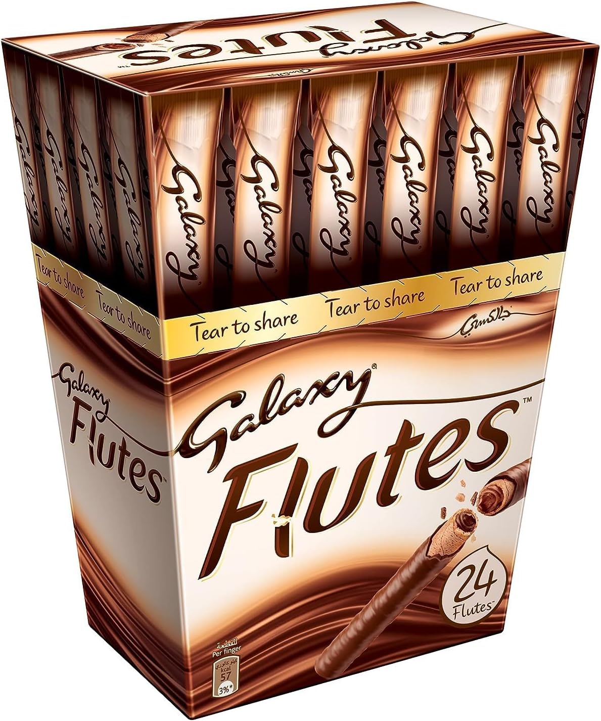 M-Ved Galaxy Flutes Chocolate Wafer Sticks, 24 Count, Tear to Share Pack