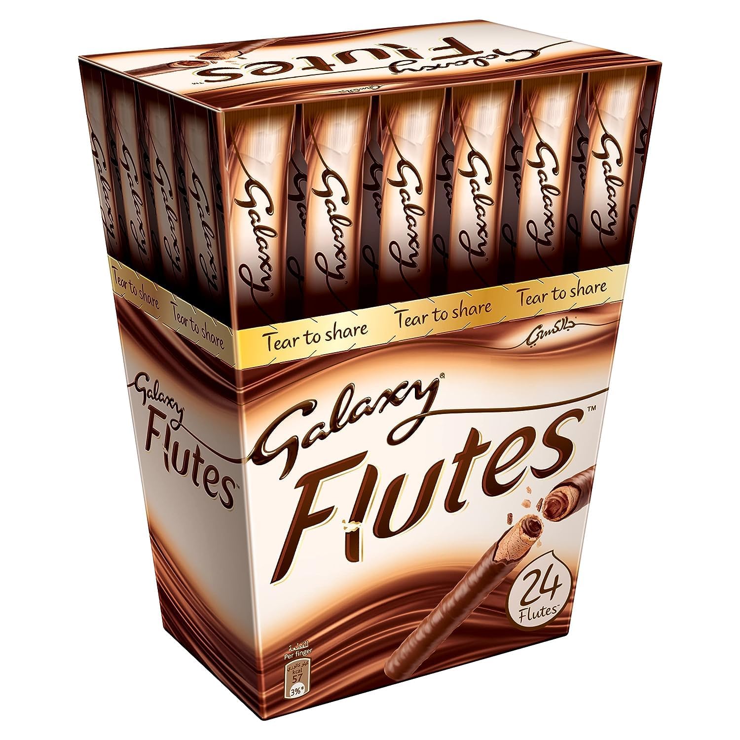 M-Ved Galaxy Flutes Chocolate Wafer Sticks, 24 Count, Tear to Share Pack