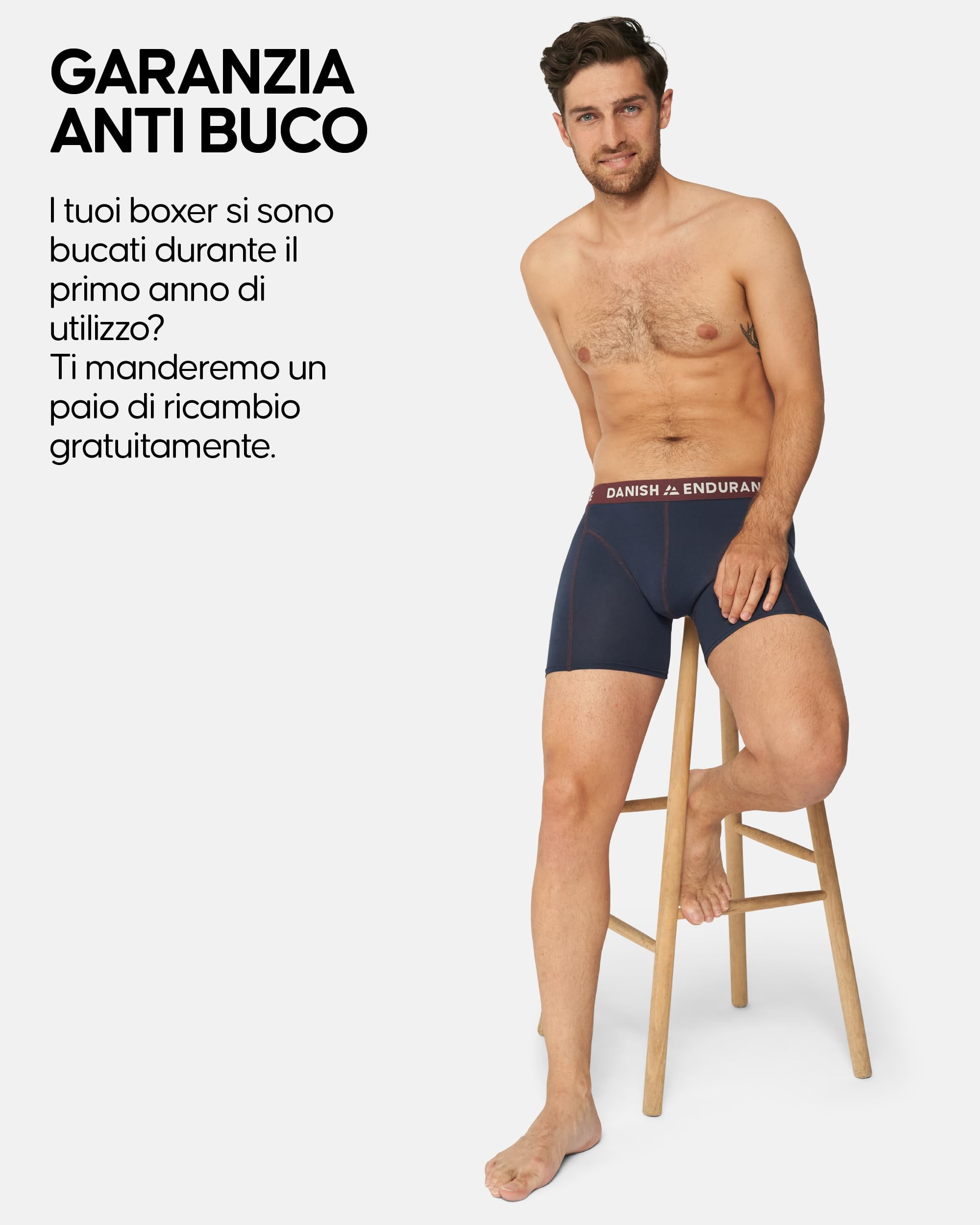 DANISH ENDURANCE Boxer Uomo Cotone Elasticizzato, Boxer a Pantaloncino Comodi e Traspiranti, Cuciture Piatte, con o Senza Patta Frontale, 6 Paia