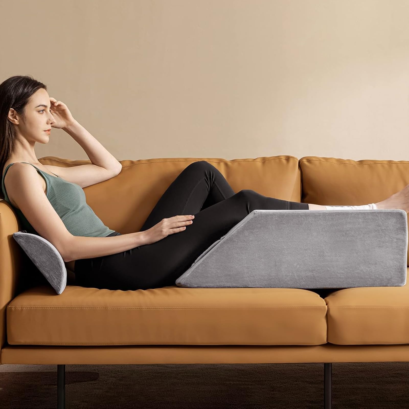 SWAWIS Coussins Relève-Jambes en Mousse Gris Confortable Circulation