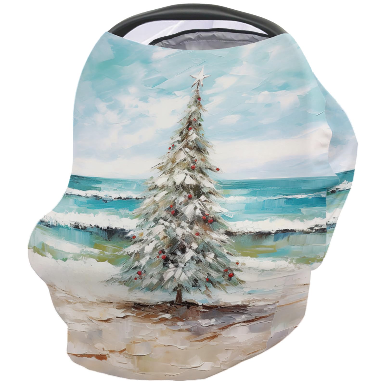 Nursing Cover for Breastfeeding Scarf, Summer Beach Xmas Tree Christmas Ombre Baby Car Covers Super Soft Multi Use for Canopy Shopping Cart Cover Blanket Stroller Cover