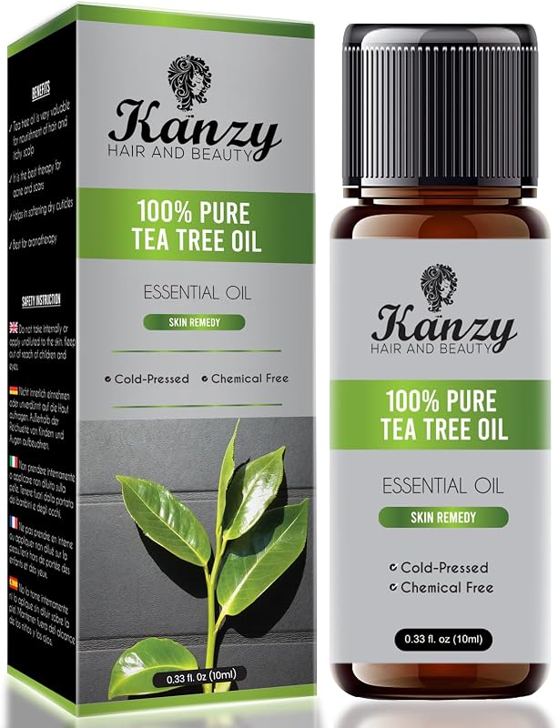 Kanzy Aceite de Árbol de Té 10ml Tea Tree Oil Perfecto Tratamiento para Cara, Cuerpo, Piel y Cabello Aceite Esencial Árbol de Té