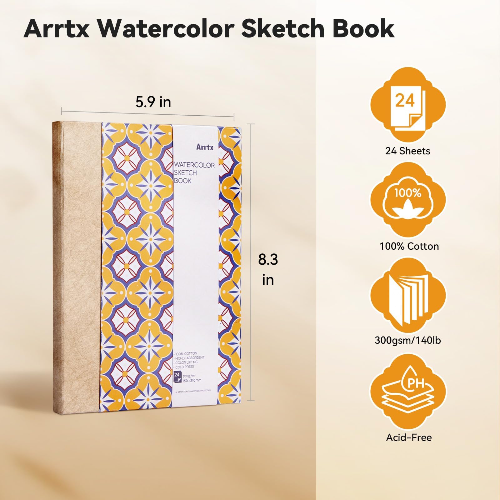 Cuaderno de bocetos de acuarela Arrtx, 300 g, papel 100% algodón, 24 hojas, diario de acuarela de tapa dura para uso como cuaderno de viaje para arte - AliExprs 21 Cuaderno de bocetos de acuarela Arrtx, 300 g, papel 100% algodón, 24 hojas, diario de acuarela de tapa dura para uso como cuaderno de viaje para arte - AliExprs 21