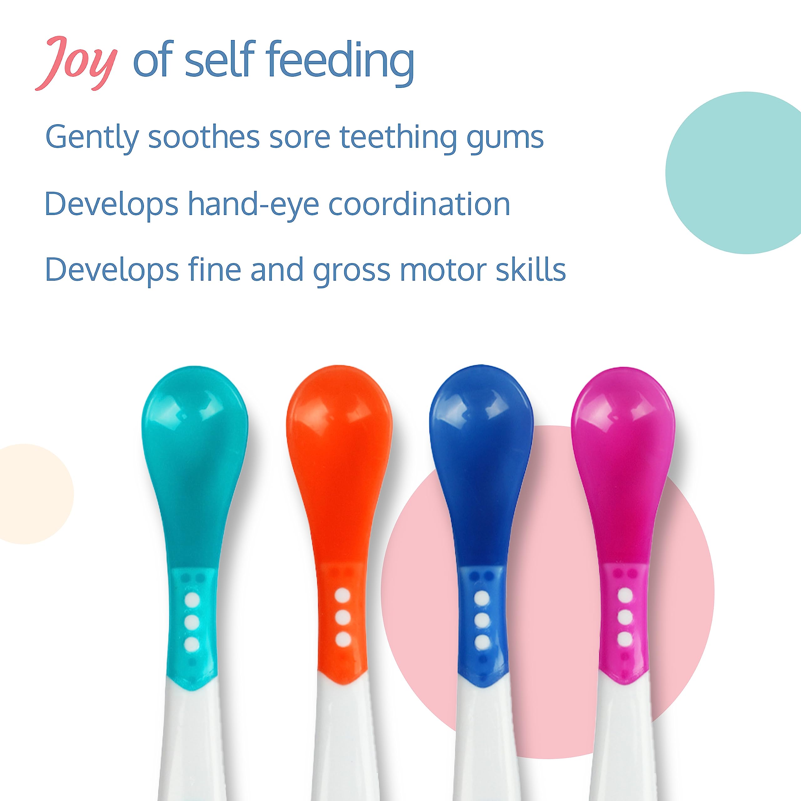 LuvLap Heat Sensitive Baby Feeding Spoon Set of 4, Bpa Free,Food Grade Heat Sensitive Silicone Spoons Self Feeding Utensil, Baby Weaning Spoon for Kids, 3 Months+ (Multicolor), 140 Millimeter - Image 6 thumbnail