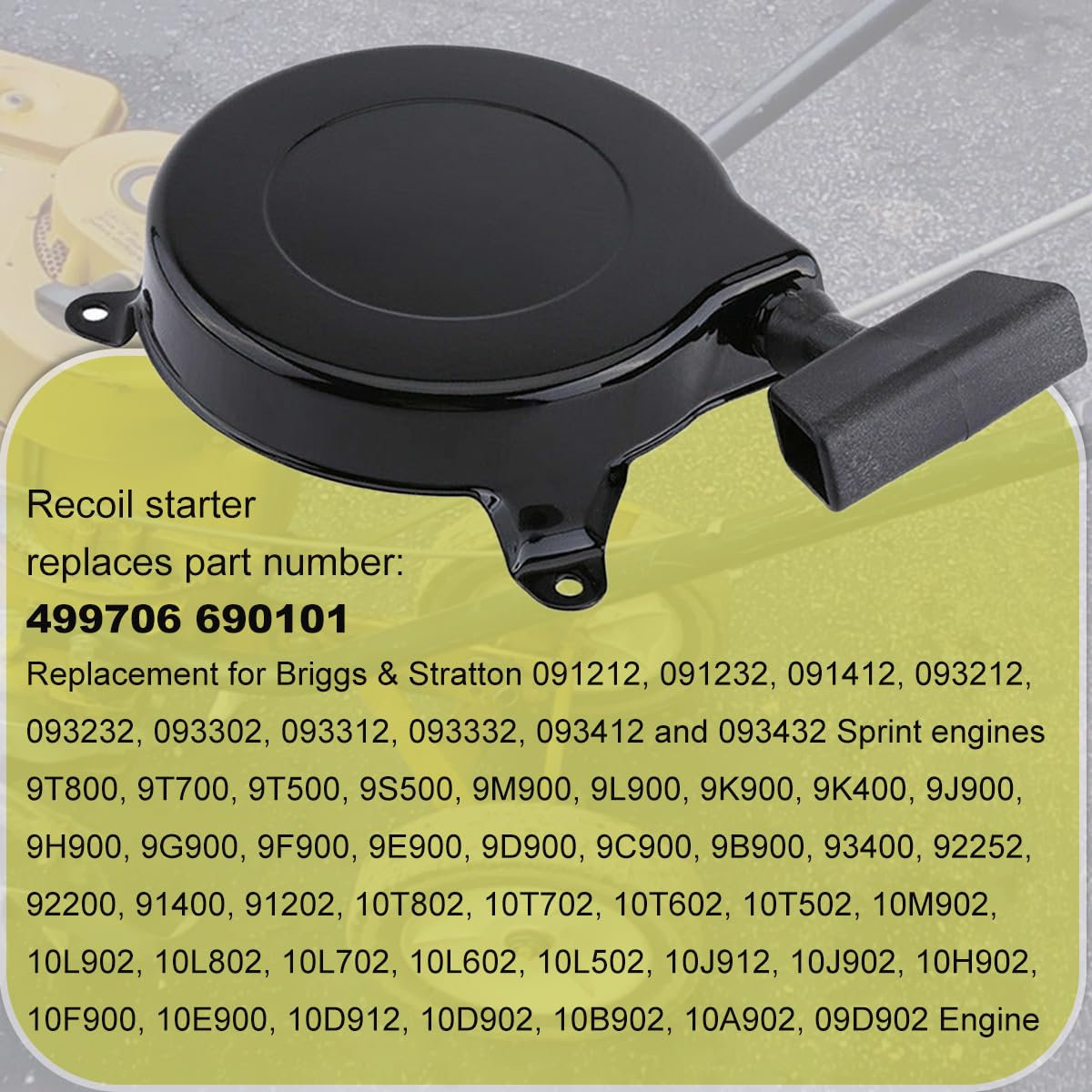 ZAMDOE Avviamento a Strappo 499706 690101 Sostituzione del Gruppo avviamento a Strappo per Briggs & Stratton 091212 092200 093400 09C900 09D900 09L900 10b902 10T502 10a902 Tosaerba a Motore