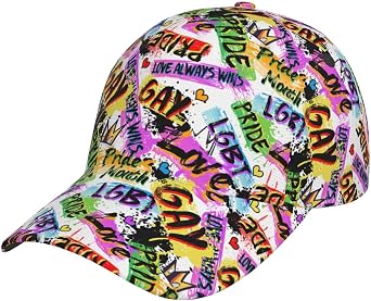 Gay Pride Baseball Cap Rainbow LGBT Trucker Hat for Men and Women Pride Month LGBTQ+ Cap Graffiti Style