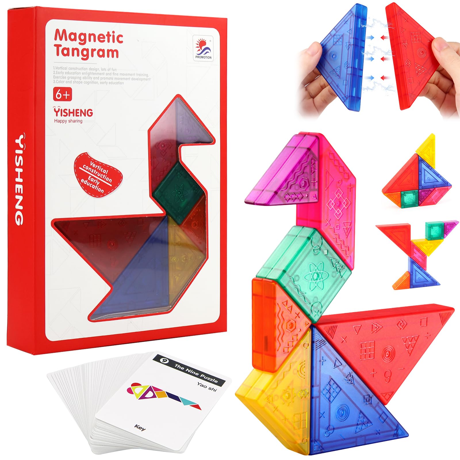 Tangram Magnetico IQ Puzzle Giochi di viaggio curioso e divertente per bambini dai 4 Tangram Bambini Tetris Magnetic Gioco Aereo Gadget