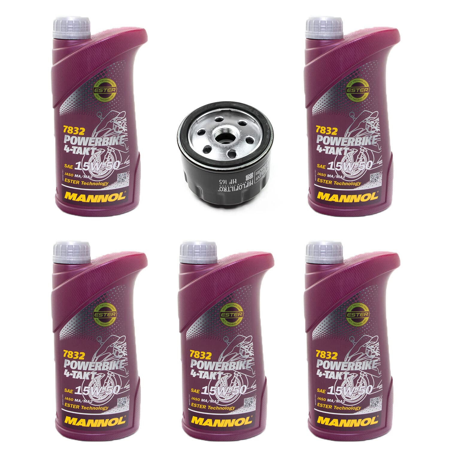 Motoröl Set 15W50 5 Liter + Ölfilter HF165 für BM W