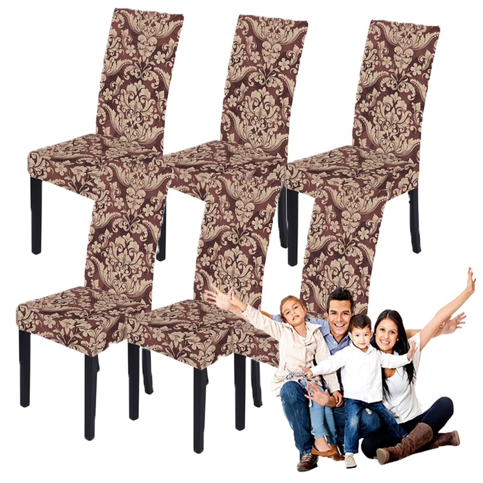 NMVAWIPT Stretchable Polyester-Spandex Dining Chair Covers Non-Slip Elastic Slipcovers For Room Banquet Hotel(3#,6pcs)