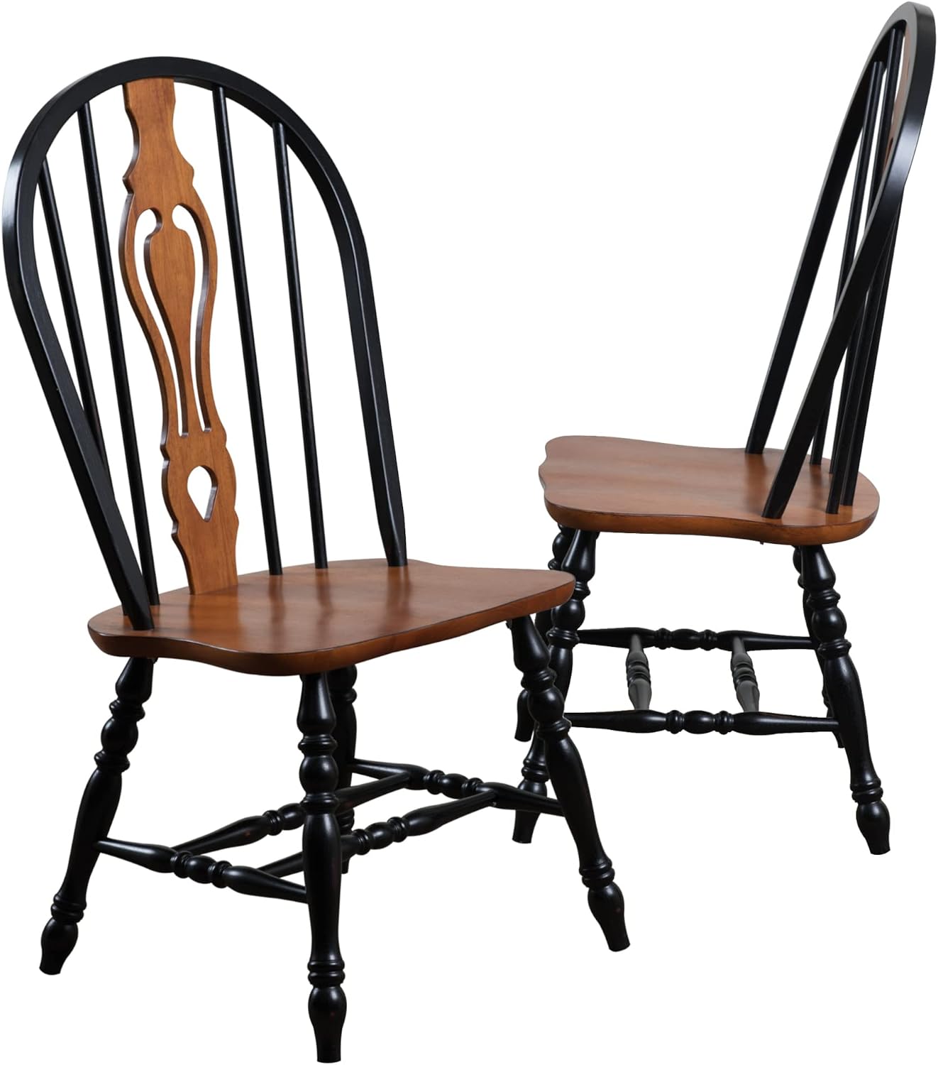 Sunset Trading Black Cherry Selections Dining Chair, Multicolor | Two Tone Antique Black/Cherry, Distressed Solid Wood, Queen Anne Farmhouse Style, Fully Assembled