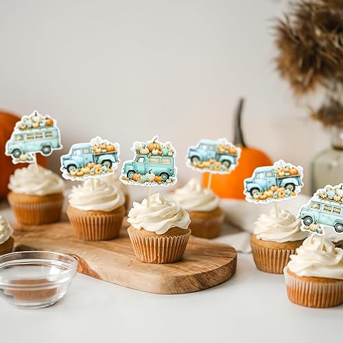 Miniatura 132 de 24 adornos de calabaza para cupcakes con purpurina para otoño, hojas, flores, calabaza, cupcakes, decoración de pasteles para Halloween, decoración