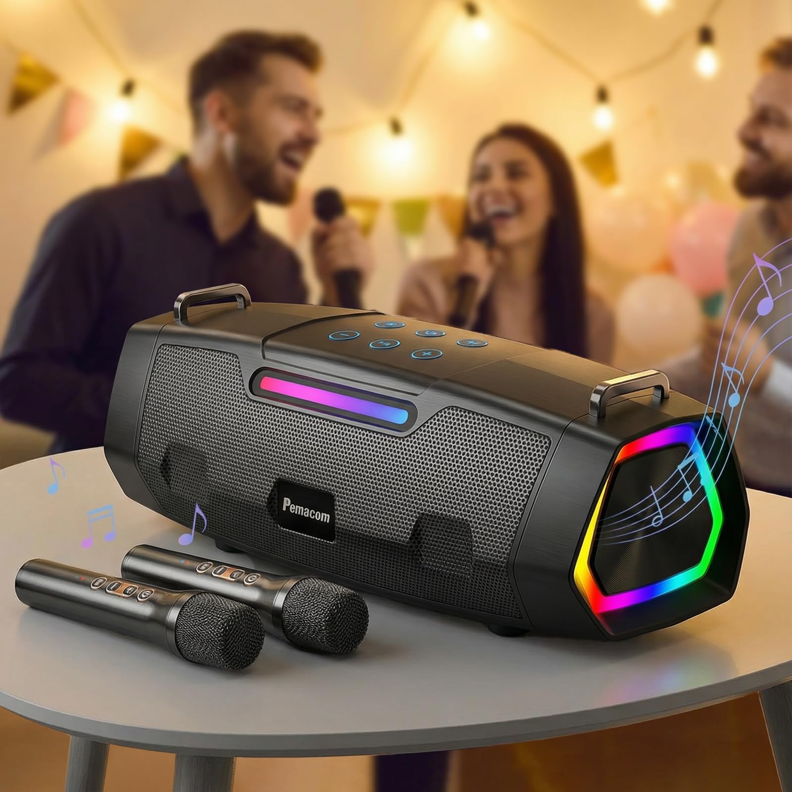 Macchina per karaoke portatile per adulti, ventilatore per karaoke: altoparlante Bluetooth da 40 W con 2 microfoni senza fili, per esterni, casa, festival, viaggi, feste, bambini, adolescenti,