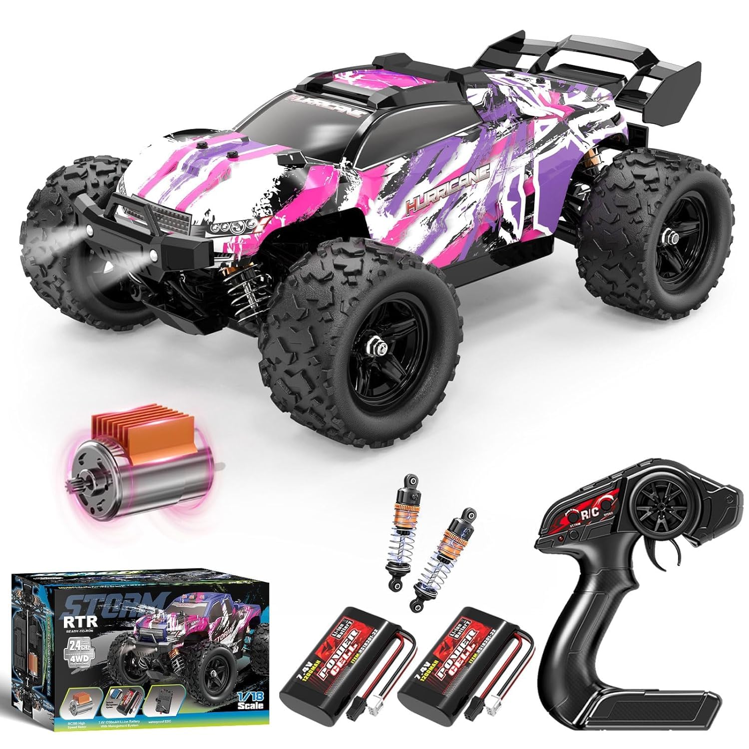 Samtop 1:18 High-Speed Remote Control RC Car, 40+ KM/H 4WD Off-Road RC Truck, Includes Rechargeable 1200mAh Batteries, Aged 8-12. This Makes it an Excellent Gifts Option for Birthdays-image-40