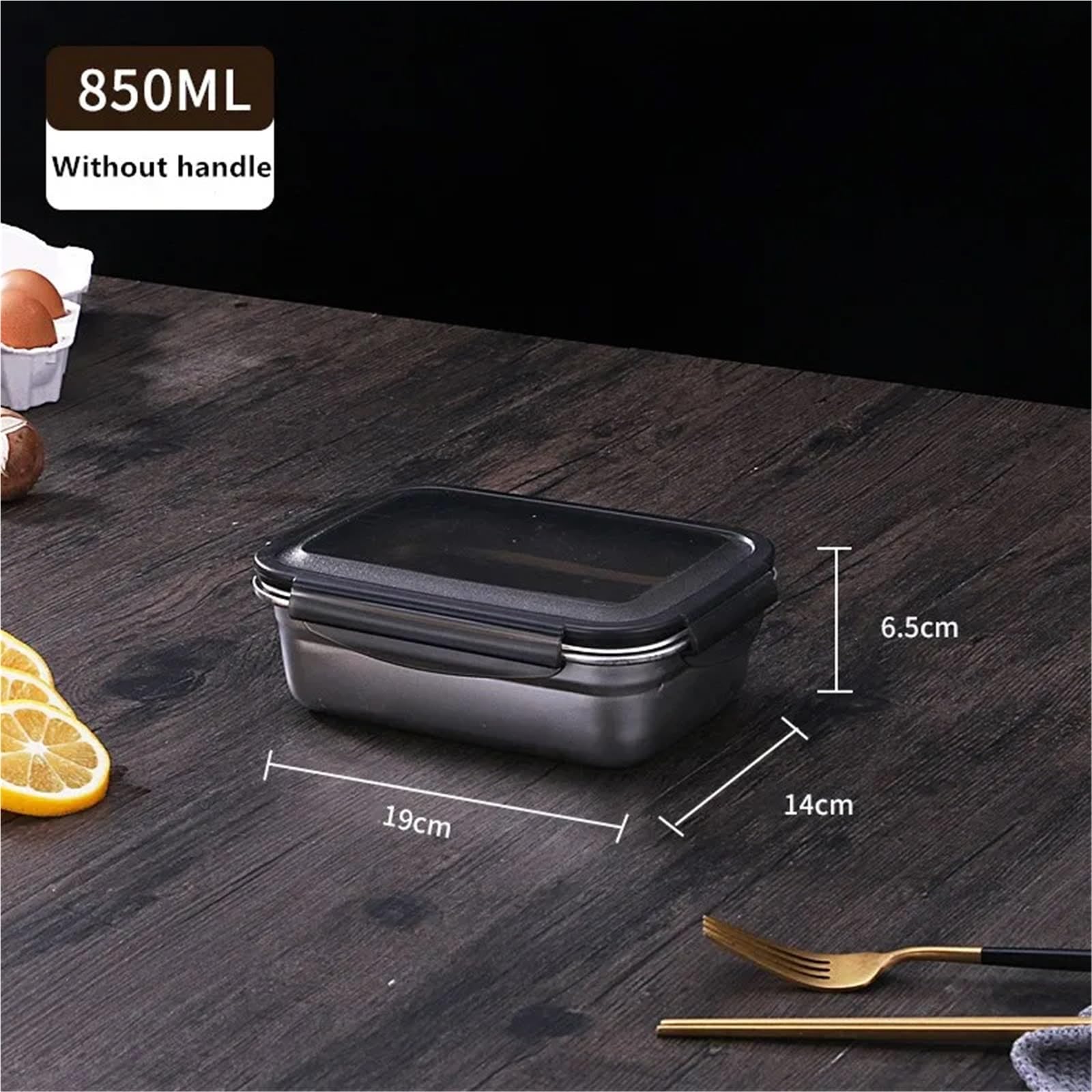 Fiambrera de acero inoxidable 304, for almacenar frutas y verduras, sellada, for el frigorífico Meal Prep Containers(850ML)