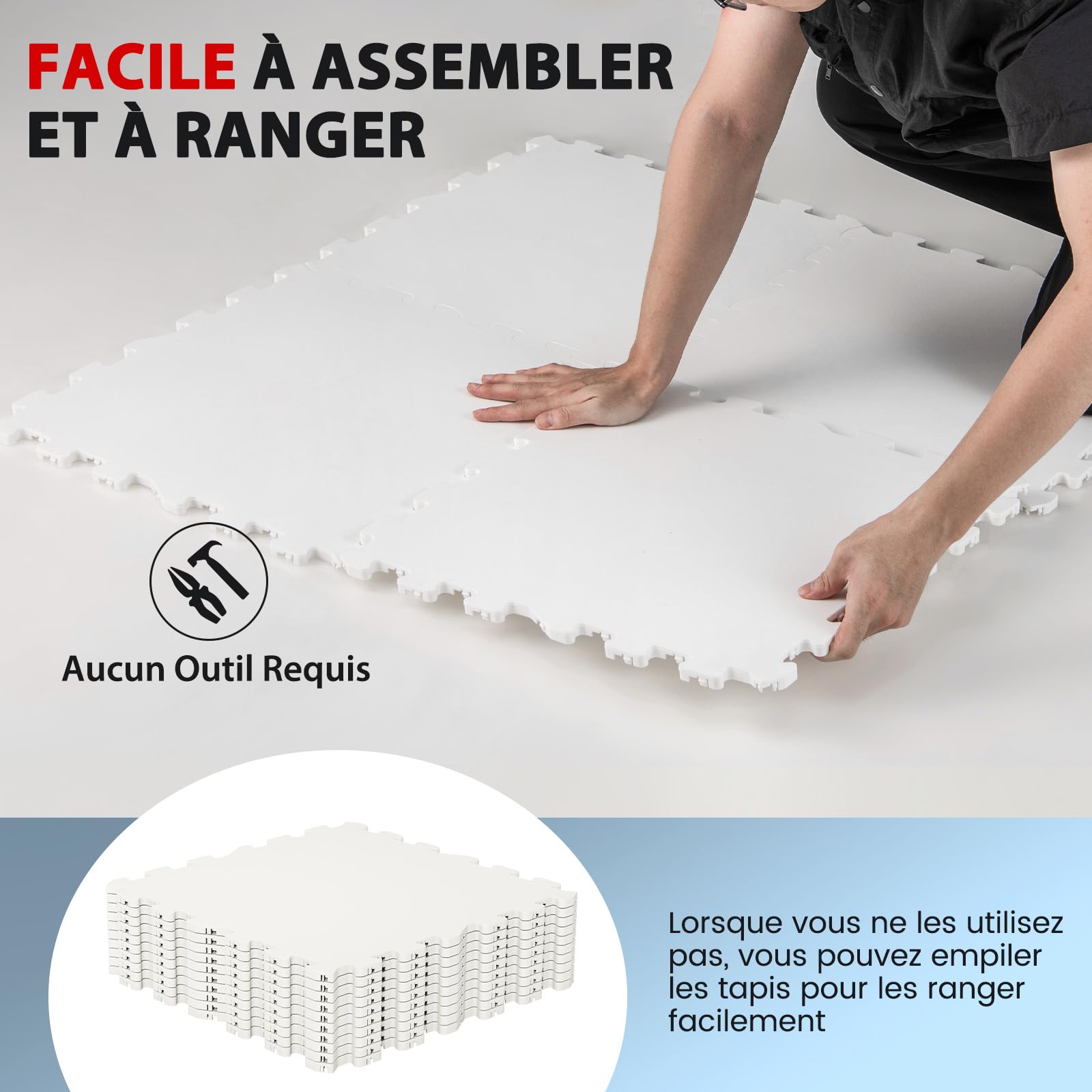COSTWAY Lot de 10 Dalles de Sol pour Hockey 46,5 x 46,5CM, Revêtement de Sol pour Hockey Le Tir, Tapis de Glace Artificielle Intérieur Extérieur Patinoire, Installation Facile
