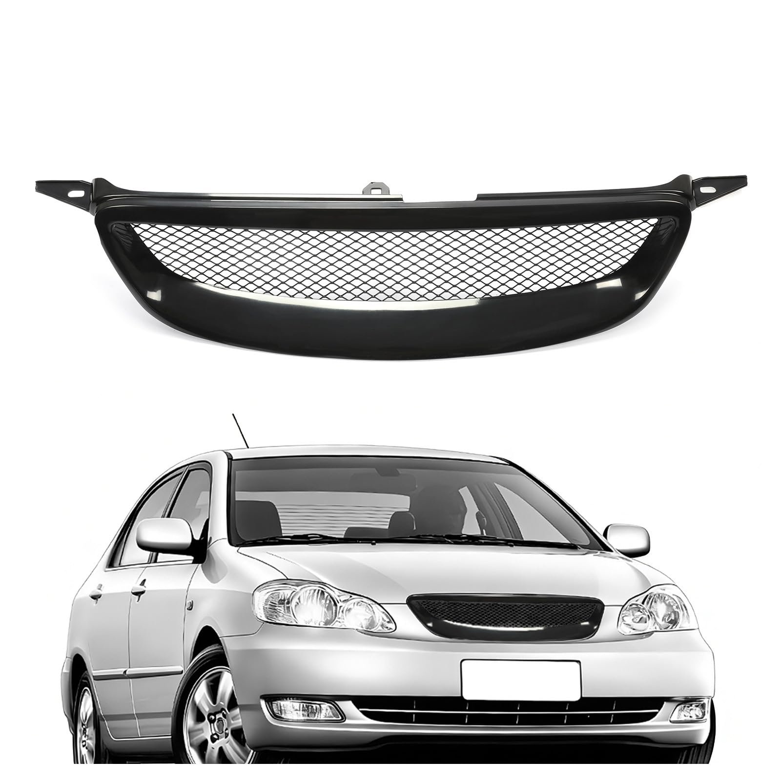 ALMULOO Grille Compatible with 2003-2007 Toyota Corolla Bumper Hood Grill
