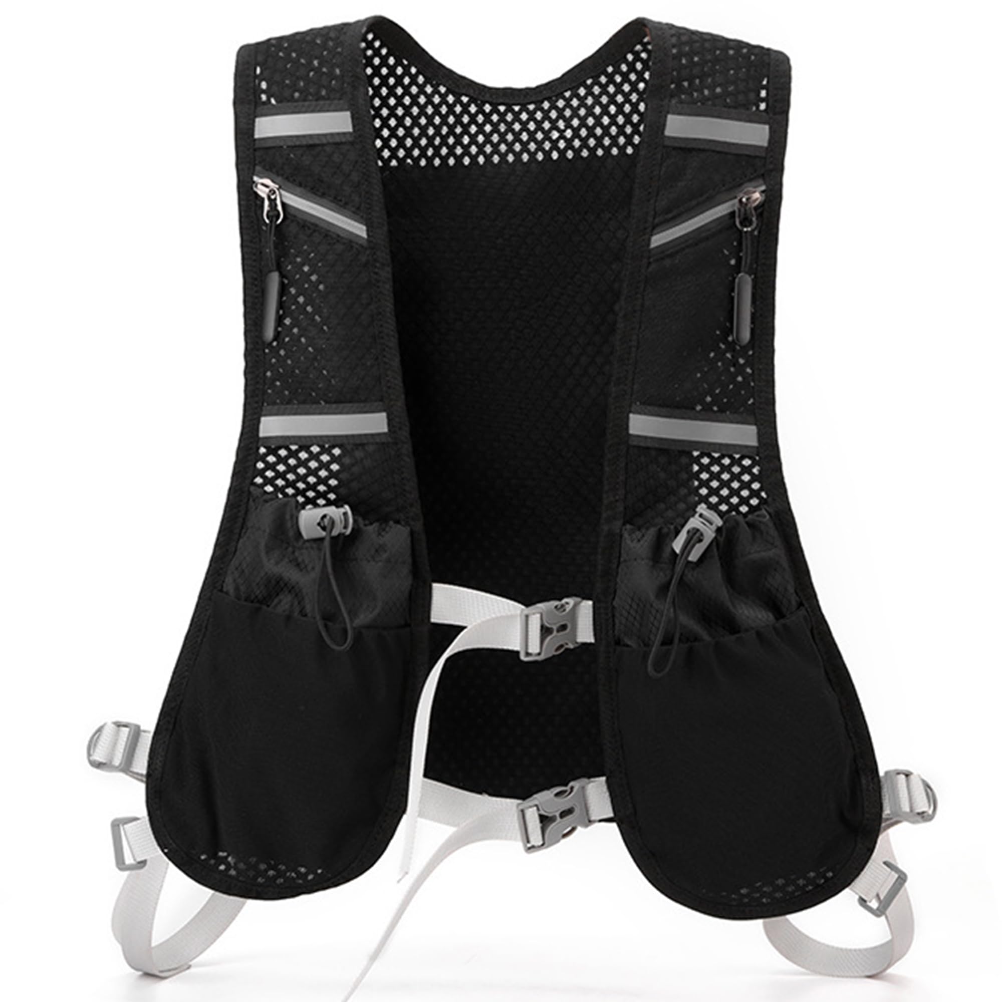 Lightweight Running Vest with Phone Pocket & Storage, Unisex Adjustable Hydration Pack, Reflective & Breathable for Men & Women - Perfect for Marathon, Trail Running, Cycling & Hiking