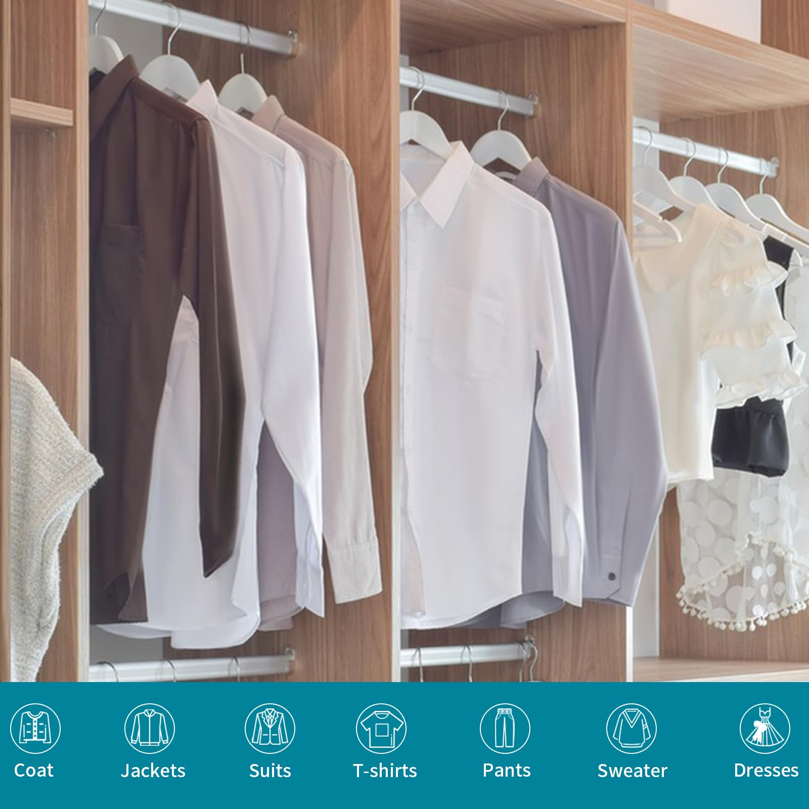 ABHENG Juego de 30 Percha de Madera Maciza, Muescas en Hombros, Robusta y Brillante Percha, Gancho Giratorio 360°, Barra Antideslizante para Pantalones, 44,5 x 23 cm (L x H),Blanco,AWY0330W