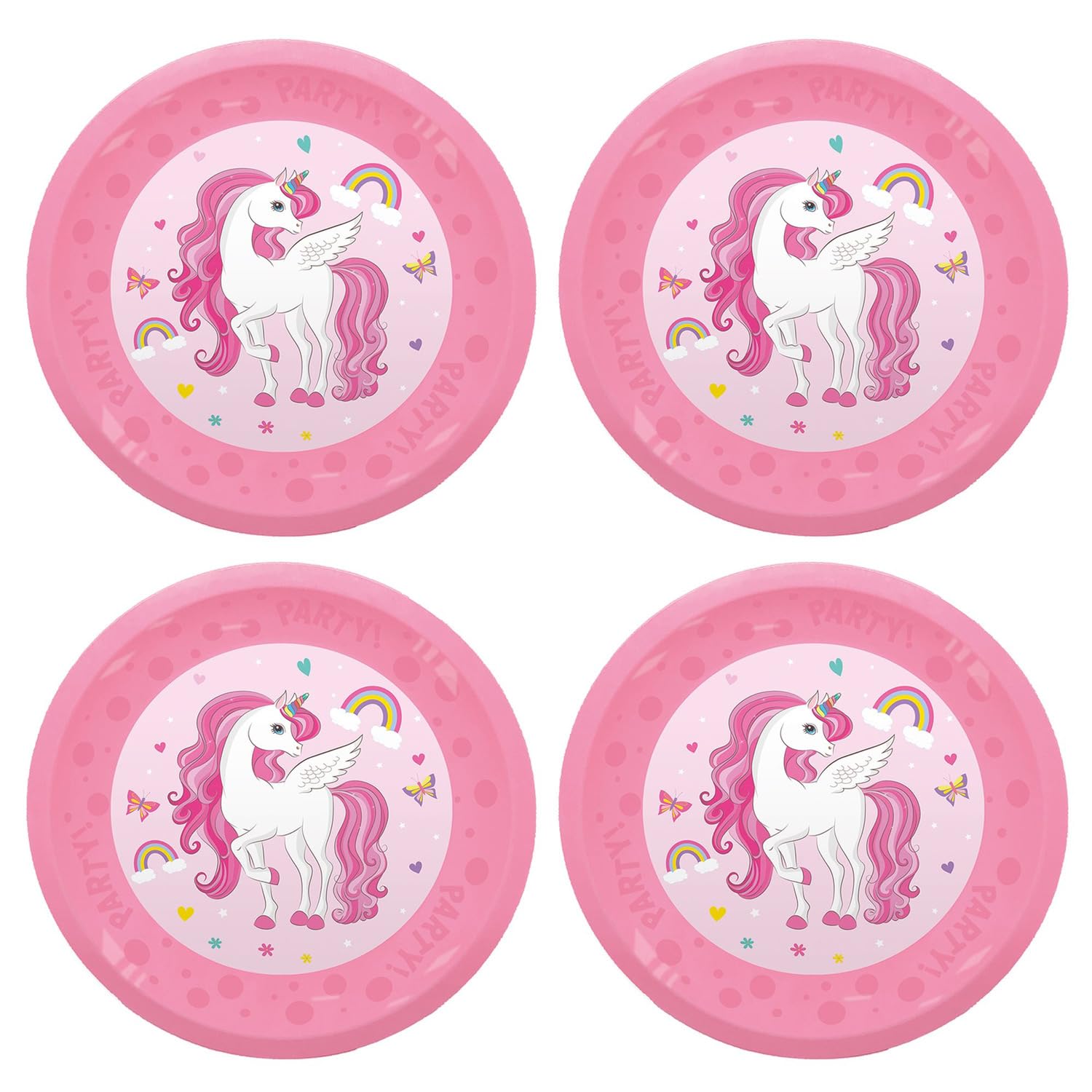 Procos - Unicorn Plates 4 Pack Reusable Party Tableware for Birthday or Theme Party Unicorn
