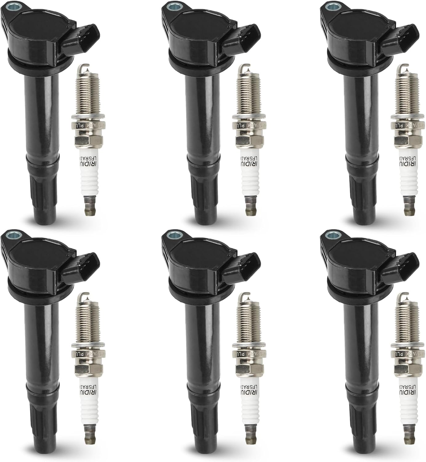 6PCS Ignition Coil Pack with 6PCS Iridium Spark Plug Compatible with Toyota Avalon Camry Highlander RAV4 Sienna Venza Lexus IS350 ES350 RX450h 2.5L 2.7L 3.5L, Replace for UF487 C1601