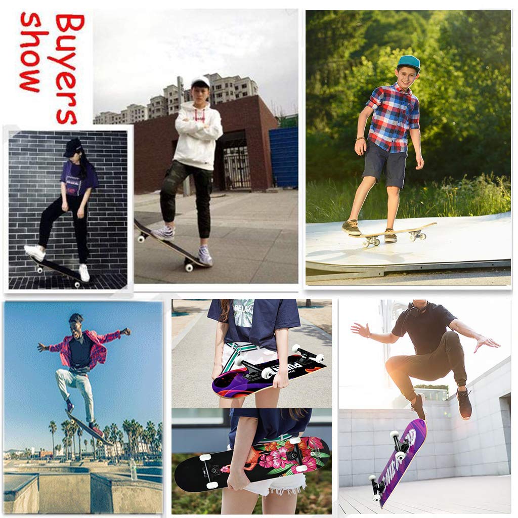 Skateboard Kids Débutant Skateboard à Quatre Roues Complet ABEC9 Portant Pont concave Favoriser Les Cadeaux d'anniversaire pour Les Jeunes Enfants (78,8 x 19,3 x 10 cm)