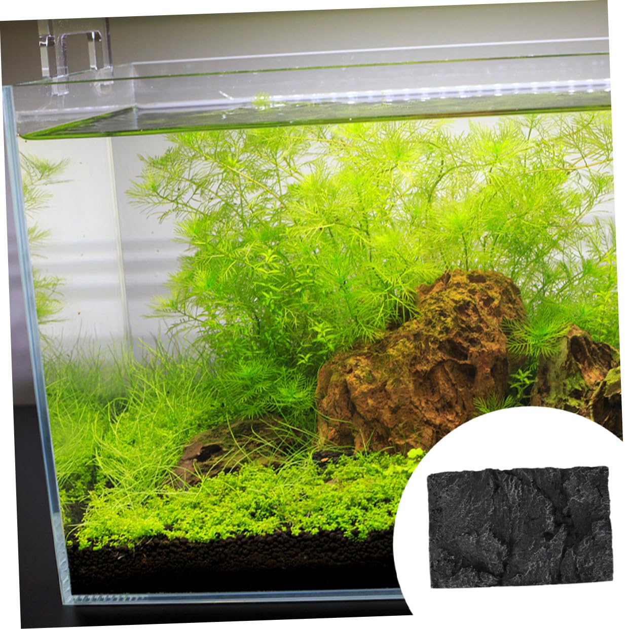 FRCOLOR Tablero para Tanque de Tortugas y Acuario de PU Negro, Panel 3D de Roca Alta Simulación, Duradero y Liviano para Adorno de Terrario
