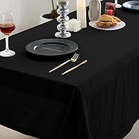 Vista 4 de EVERLY 100% Pure Linen Rectangle Tablecloths 60x84Inches for Dining,Buffet Parties,Picnic,Events,Weddings and Restaurants,Decorative Black