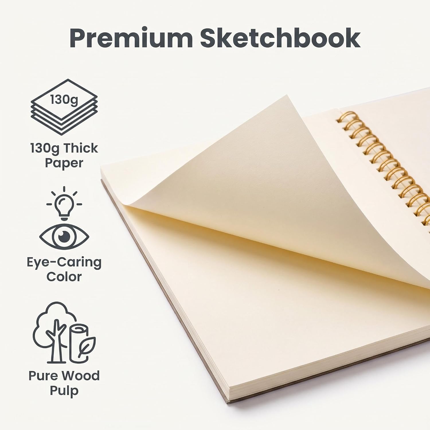 Artists Sketch Book for Kids, 8.27 x 11.4 Inch Hardcover Spiral Bound Sketch Pad, 60 Sheets 130gsm Thick Paper, Art Drawing Book for Children, Charcoal, Oil Pastel & Multimedia Art Creation