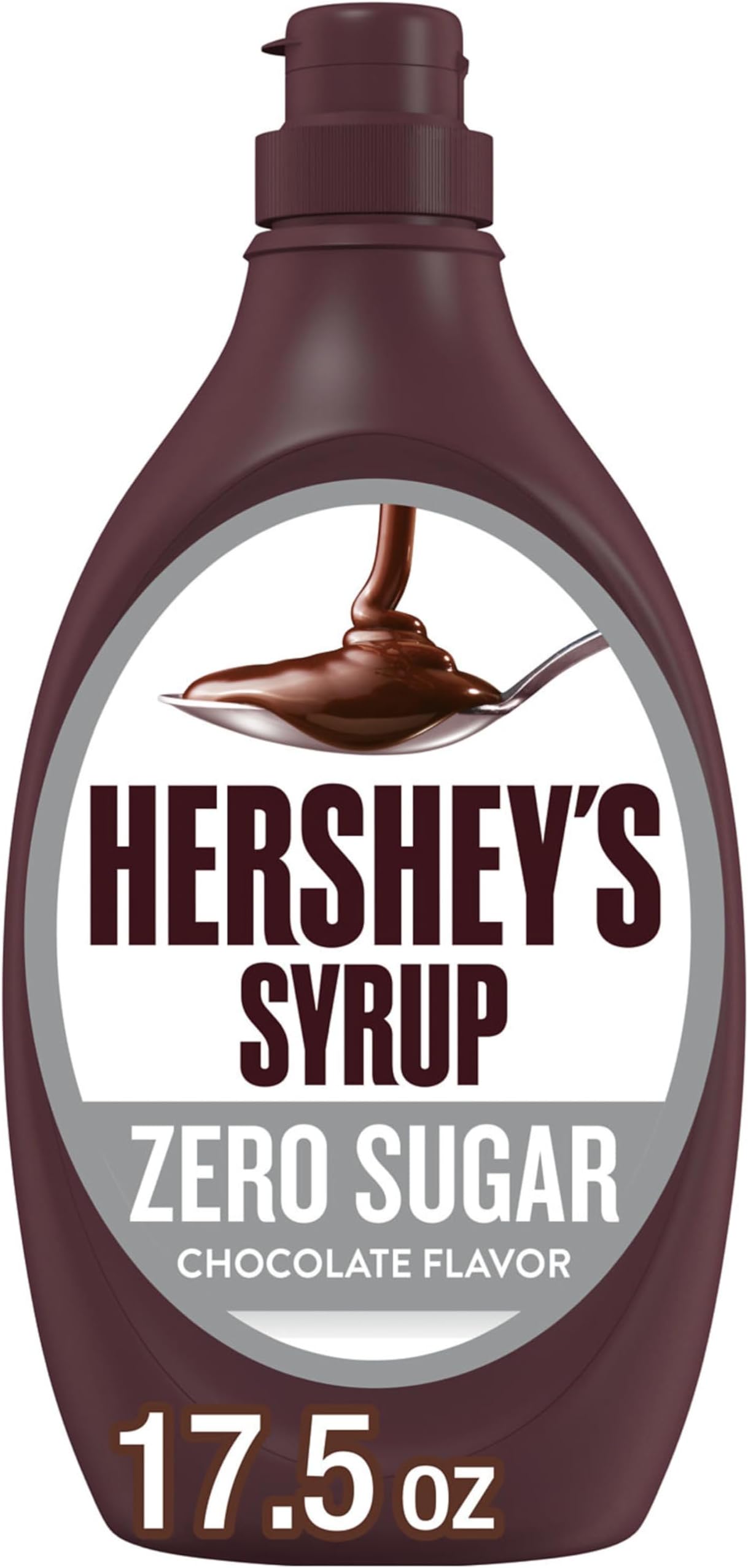 HERSHEY'S Zero Sugar Chocolate Syrup Bottle, 17.5 oz