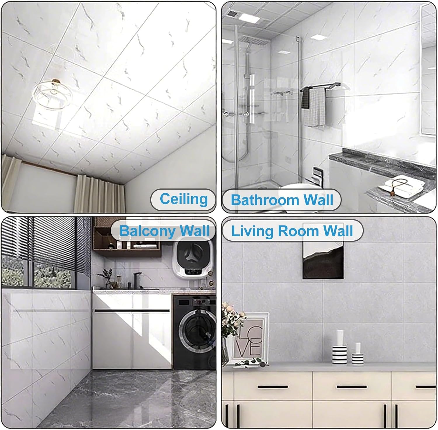 YXXSDP Ceiling Tiles Glue Up, Living Room Decorative Ceiling Panels PVC Foam, Easy to Install for Ceil and Wall, 11.8 X 23.6 Inch(10PCS)