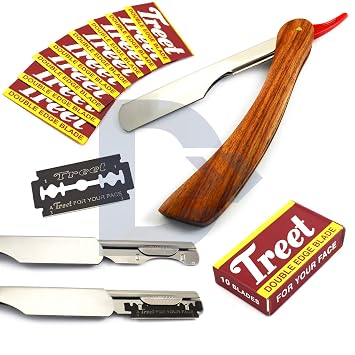 Best Barber Straight Razor Wood Handle Slider Men Shaving Kit Cut Throat Shaver With FREE Blades