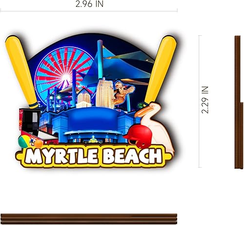 Miniatura 3 de Imán de madera de Myrtle Beach de Estados Unidos, imanes 3D para nevera, recuerdos coleccionables, decoración hecha a mano, artesanías 2