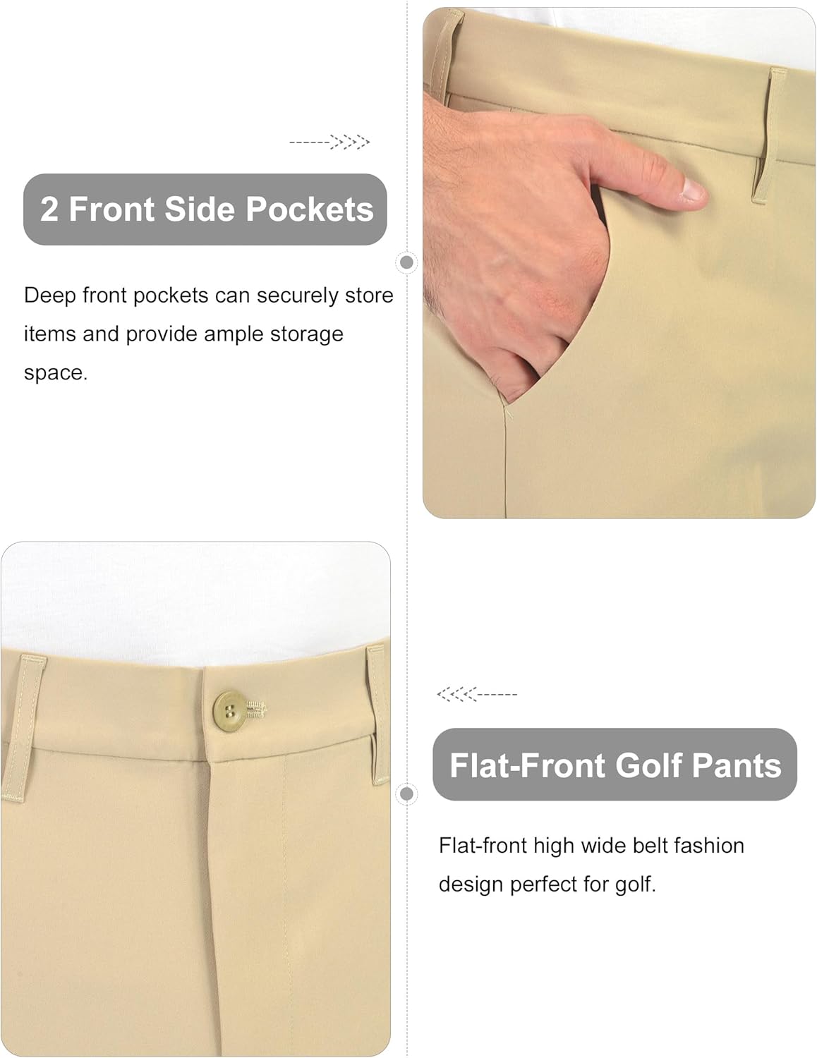 Bakery Men's Golf Pants Stretch Lightweight Straight Relaxed Fit Flat Front Pants - Image 4