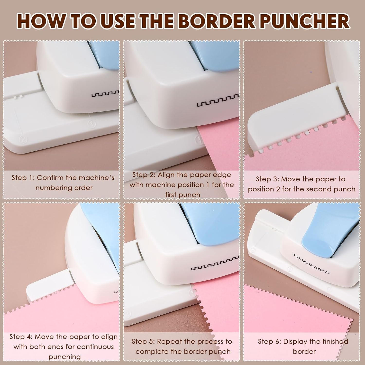 Marspark Adjustable Postage Stamp Edge Punch for Any Paper Size, Seamless Perforated Craft Border Punch for Scrapbooking, Continuous Stamp Paper Cutter for DIY Cards, Journaling & Arts Supplies