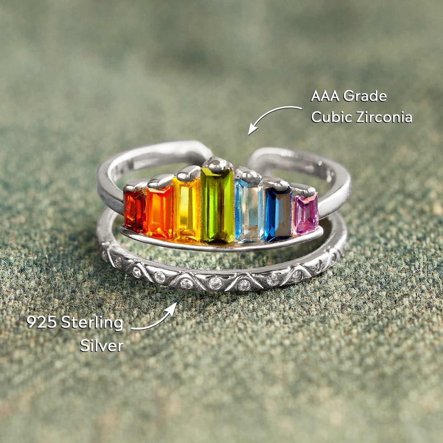 STORYJEWELLERY Daughter Ring, Daughter Gifts, 925 Sterling Silver Rainbow Ring for Daughters, Birthday Gifts for Daughters, Colorful Rings - Image 5