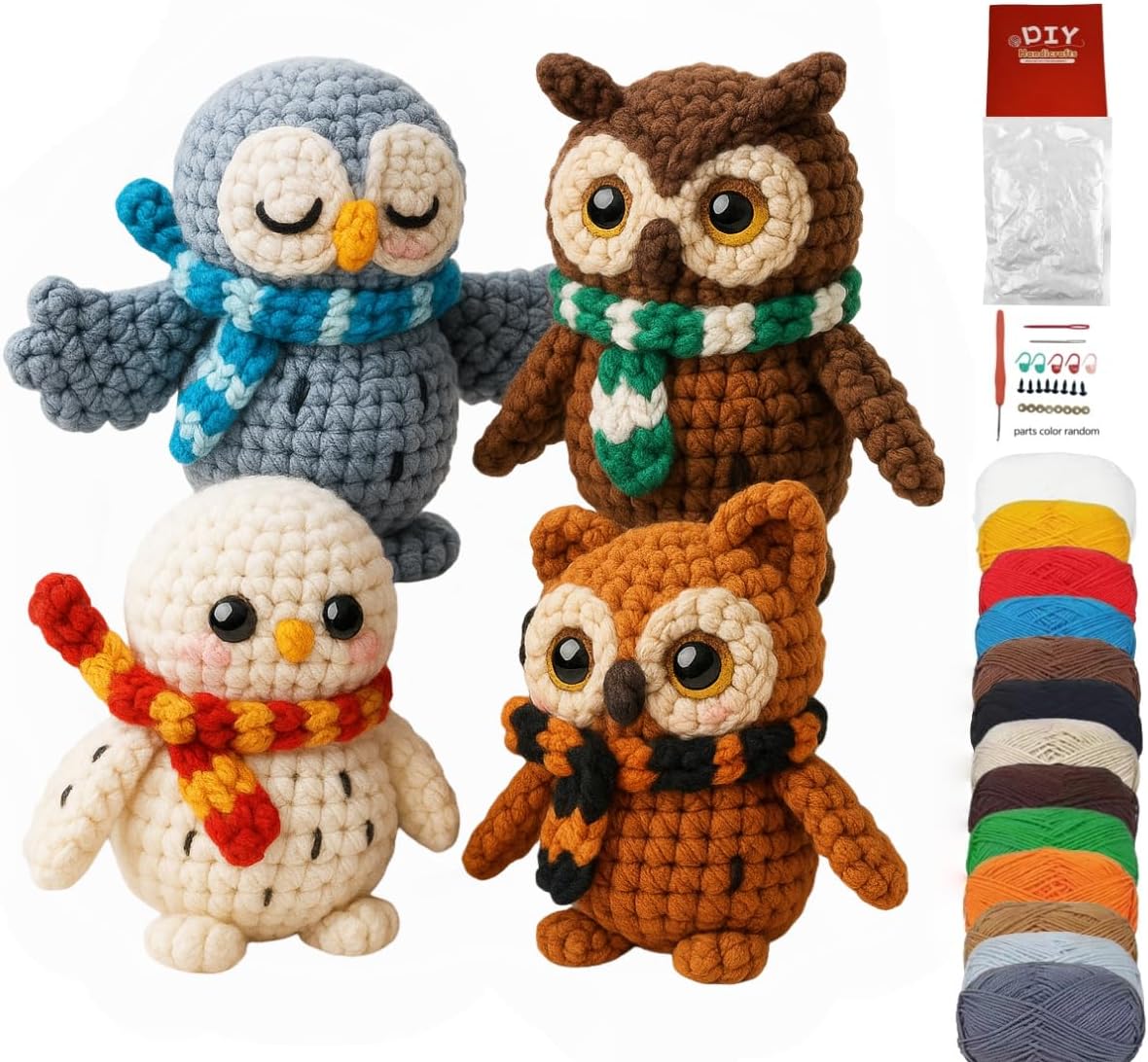 GUOXIAOER 4Pcs Crochet Kit for Beginners, 2026 DIY Craft for Adults, Great Gift for Crochet Lovers, Crocheting Animal Kits with Step by Step Videos,Yarn,Crochet Hook,Birthday Holiday Gift (Crochet B)