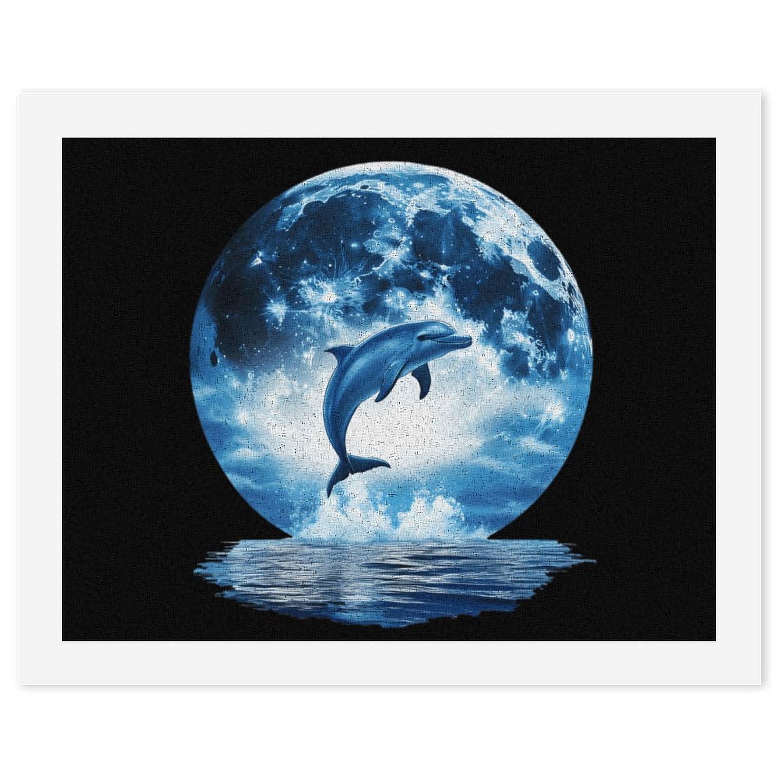 Malen-nach-Zahlen-Set mit Delfin-Motiv für Erwachsene, Anfänger, bunt, DIY, einfaches Malen für Zuhause, Wanddekoration