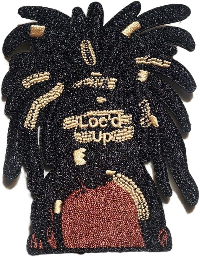 Natural Hair locs Girl Patch to Iron or sew on for All Fabrics | Beautiful Black Girl Fabric Applique Hair Sticker to Iron on for Clothing and Backpacks | 4""x3.5 inches (loc'd up)