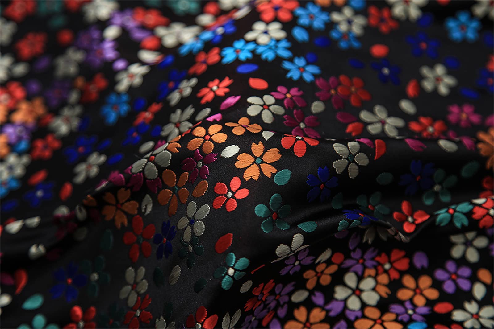 Stickerei-Damast-Stoff, Satin-Jacquard-Stoff, kleiner Blumen-Jacquard, 145 cm breit, Meterware for Kleidung, handgefertigte Taschen, Kissen, Cheongsam (Farbe: Rosa) (Farbe: Rosa) ( Color : Bright Blac