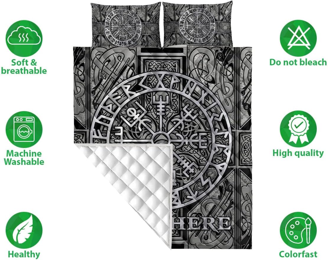 Personalized Viking Quilt Set, Dreamcatcher Purple Butterfly Kids Girl Boy Quilt Blanket with Pillowcases, Custom Name Quilt Bedding Set MLANH1941