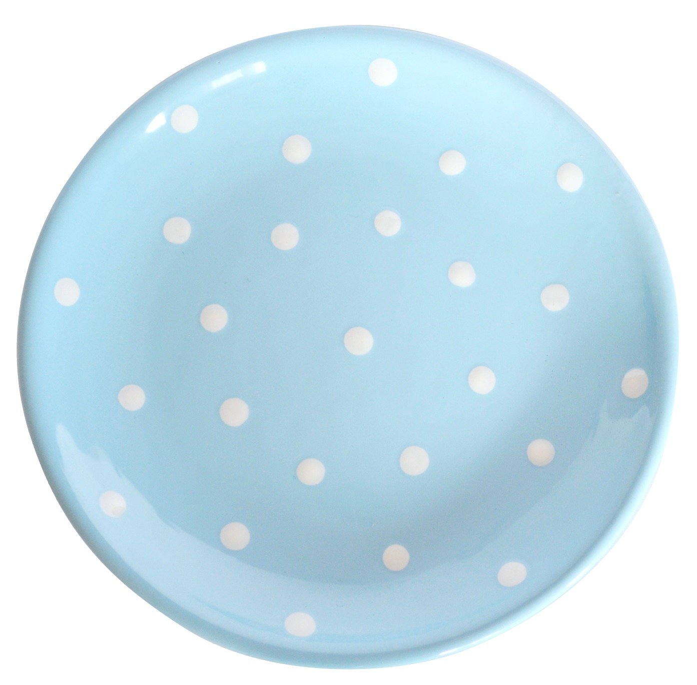 Vintage Teller/Frühstücksteller 20cm - Hellblau mit weißen Punkten - Brotteller/Unterteller Landhausstil - Spülmaschinengeeignet & Mikorwellenfest - polka dot geschirr
