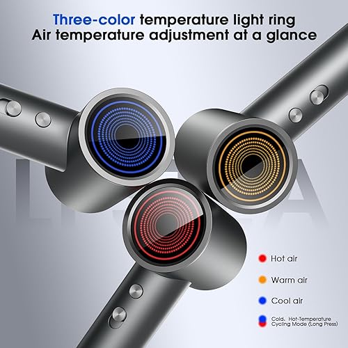 Miniatura 6 de Secador de pelo, secador de pelo iónico profesional para secado rápido, secador de pelo de alta velocidad con difusor para viajes de salón en casa,