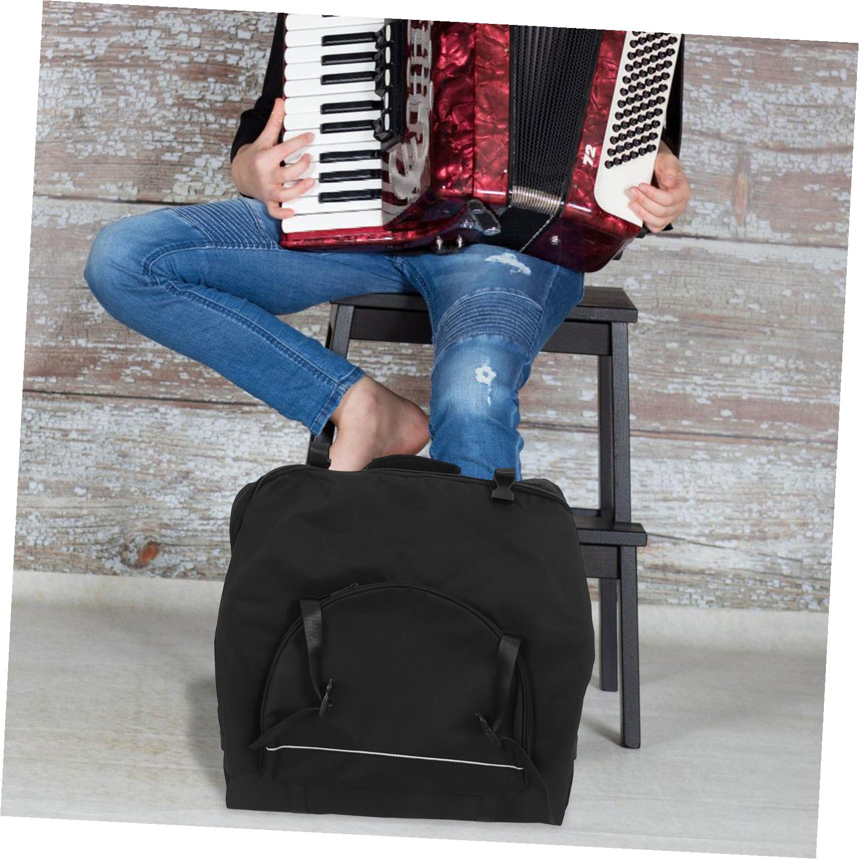 Supvox Akkordeontasche Rucksack Stoßfest Mit Verstellbaren Gurten Leichtes Musikinstrumenten Case Schwarz Aufbewahrungstasche Für Akkordeon Accessoires Outdoor Tragetasche
