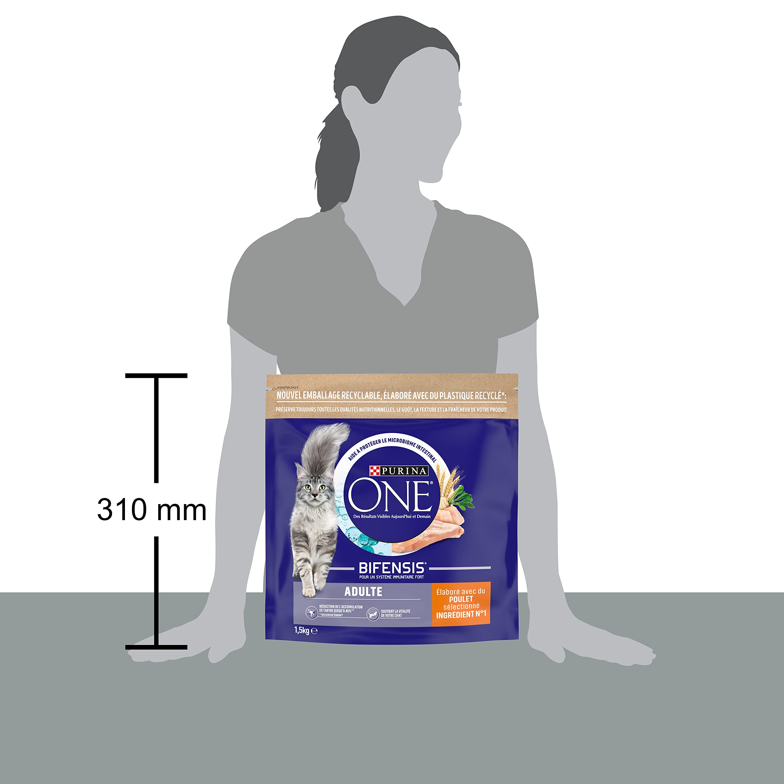 PURINA ONE | BIFENSIS | Croquettes pour Chat Adulte | Renforce Le système immunitaire, améliore l'équilibre du microbiome, Aide à Maintenir Un système urinaire sain | Poulet | Sac | Lot de 6 x 1,5Kg