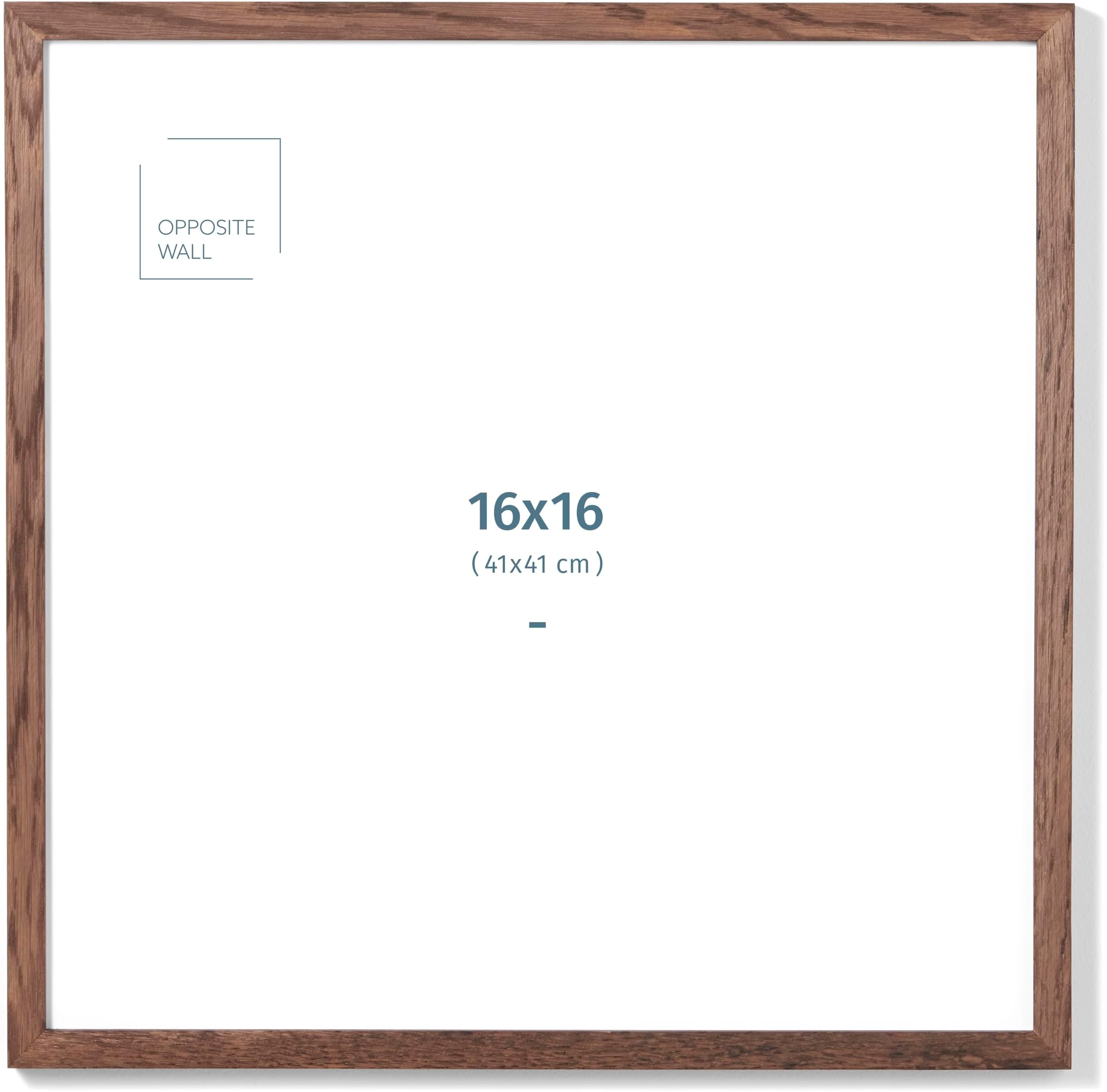 16x16 in - Dark Solid Oak Wood Picture Frame - Lightweight, Versatile & Shatterproof - Wall Hanging Poster or Photo Frame - Wall Decor for Office, Gallery & Home